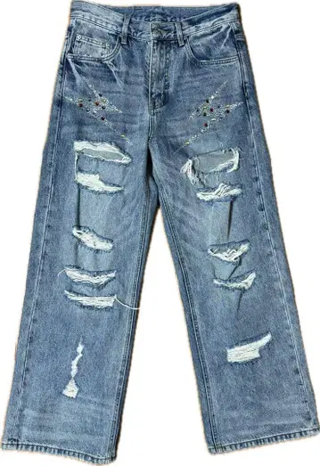 SUPPLIER CRASHED RHINESTONE WIDE DENIM