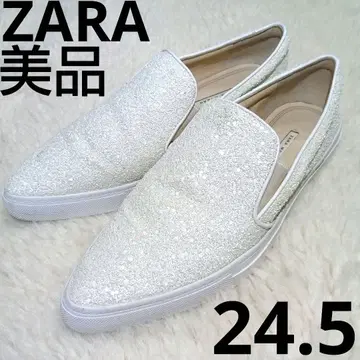 새상품급 ZARA 글리터 슬립온 실버 24.5