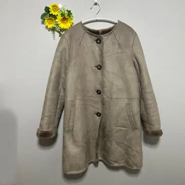 Ray BEAMS 무스탕 코트 긴팔 둥근넥 따뜻한 그레이 1
