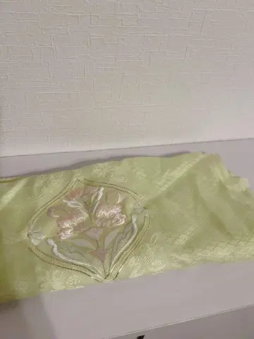 꽃무늬 자수 연한 녹색 오비 장식 천