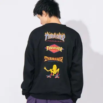 THRASHER 트레셔 백 자수 프린트 맨투맨 블랙 L
