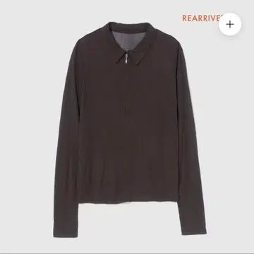 시루무린 Crispy RIB Sheer 하프 zip 피케 셔츠 브라운
