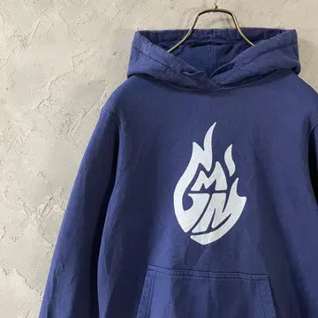 빈티지 후드티 풀오버 빅 프린트 네이비 구제 의류 IW24