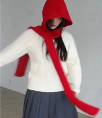 fekete 라메 후디 머플러 레드