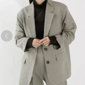 [LOWRYS FARM] 테일러드 자켓 체크 무늬 카라 부착 깔끔 F