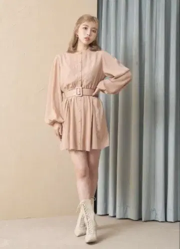 다리치 핑크 버튼 미니 원피스 미사용 새상품