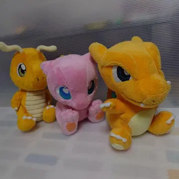 포켓몬 봉제 인형 새상품급 리자몽 뮤우 카이류