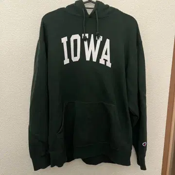 Champion Iowa 로고 후드티 L 다크 그린