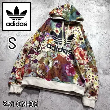 레어 아디다스 풀오버 후드티 꽃무늬 여성용 S