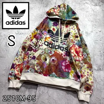 레어 아디다스 풀오버 후드티 꽃무늬 여성용 S