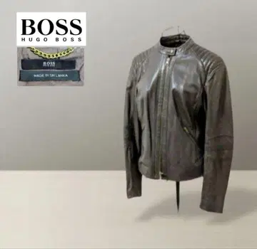 [ HUGO BOSS ] 휴고보스 가죽 라이더 자켓 브라운 38