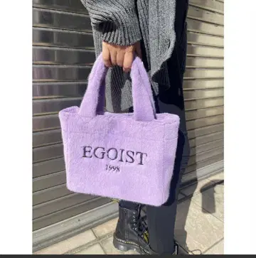 EGOIST 인조 모피 로고 미니 토트백 퍼플