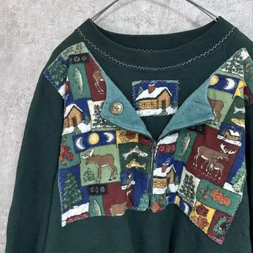 [ 리메이크 구제 의류 ] 패치워크 맨투맨 빈티지 [ 남성용 L ]