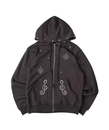 스터드 집업 후디