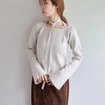 Kastane 보타이 배색 리브 니트 택 포함