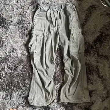 GU 그레이 카고 팬츠 허리밴딩