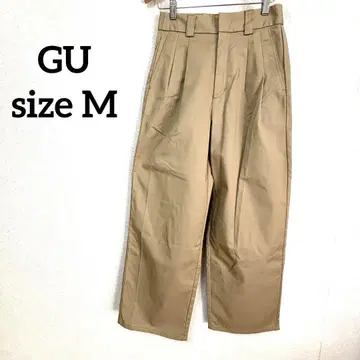 [ 새상품급 ] GU [ M ] 치노 턱 스트레이트 팬츠 베이지 캐주얼