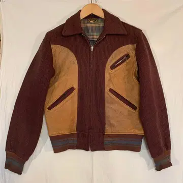 40s TEST 굵은 폭 울 가죽 스포츠 자켓 30s50s