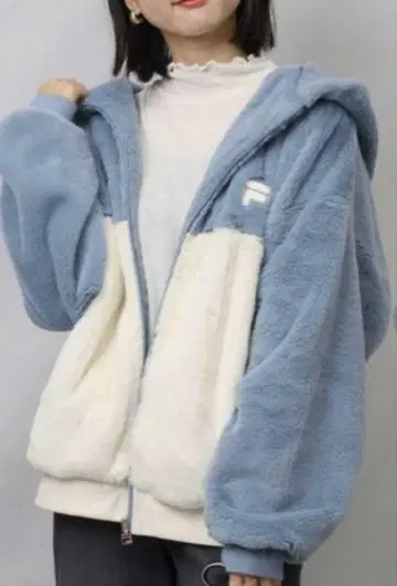 Right-on 라이트온 FILA 후드 로고 후드티 블루