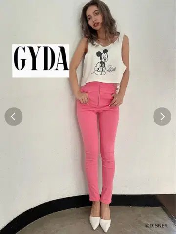 GYDA H/WBACK 레이스업 코르셋 세트 색상 스키니 팬츠 핑크