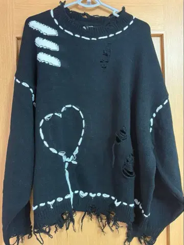 gideal heart stitch clash knit [ black ]