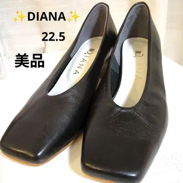 DIANA 블랙 스퀘어토 펌프스 중간 힐 22.5 베이직