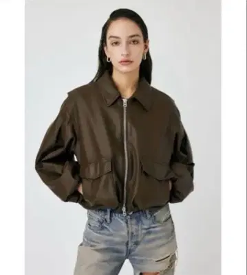 moussy 가죽 자켓 brown