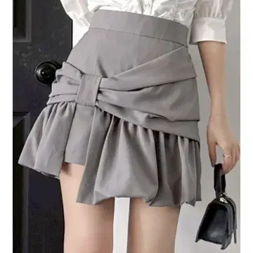 dazzlin 사선 리본 미니 스커트