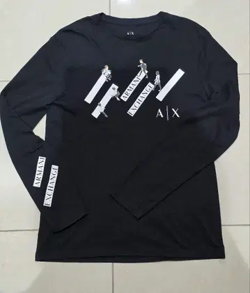 Armani Exchange 블랙 긴팔 티셔츠