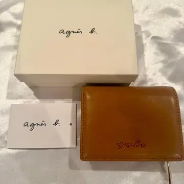 agnes b. 에네스베 이단 접이식 지갑 브라운 상자 카드 포함