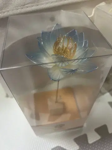 딥 아트 청련 블루 로터스 헤어콤 비녀 머리 장식