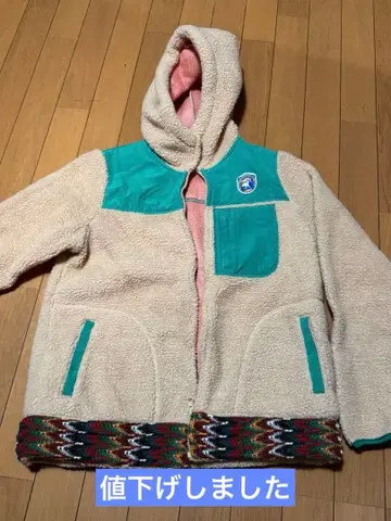 TITICACA 보아 자켓 M 베이지/터콰이즈