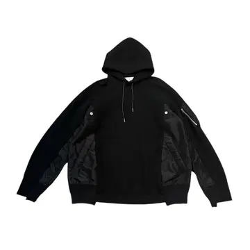 sacai 스펀지 스웨트 x 나일론 트윌 후디