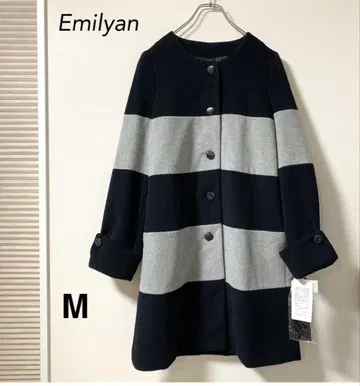 미사용 새상품! [ Emilyan ] 에밀리안 노카라 코트 보더 M