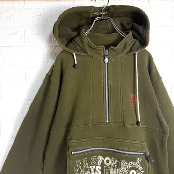 [ 자수 ] Castel bajac Sport 속기모 하프 지퍼 후드티