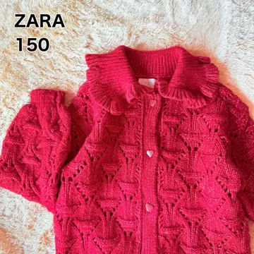 ZARA 하트 니트 가디건 152 S~M 상당 짧은 기장 니트 무늬 짜임