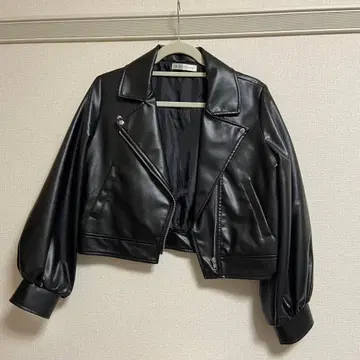 블랙 벌룬 소매 라이더 자켓