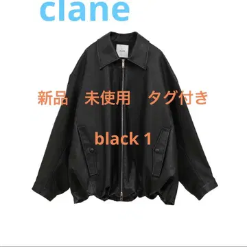 CLANE fake leather balloon jacket black