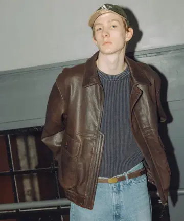 JOURNAL STANDARD 라무 다드 가죽 블루종 브라운 L