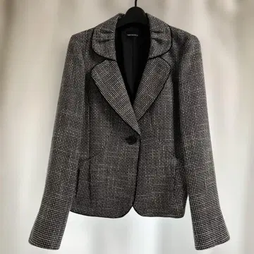 체크 무늬 더블 브레스트 자켓