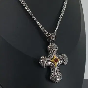 빈티지 십자가 펜던트 목걸이 실버 은 로사리오