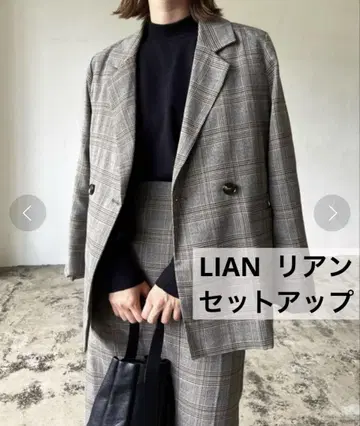 LIAN 체크 테일러드 자켓 스커트 셋업