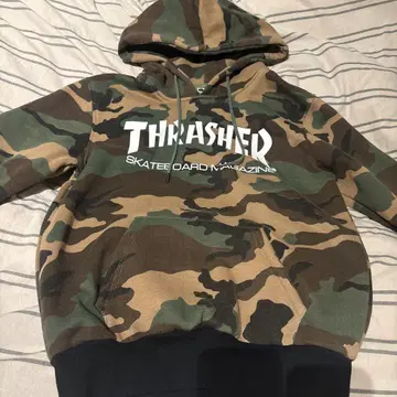 THRASHER 트레셔 브랜드 로고 카모 패턴 풀오버 후드티