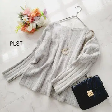 플라스테*PLST 라이트 그레이 울 캐시미어 니트 풀오버