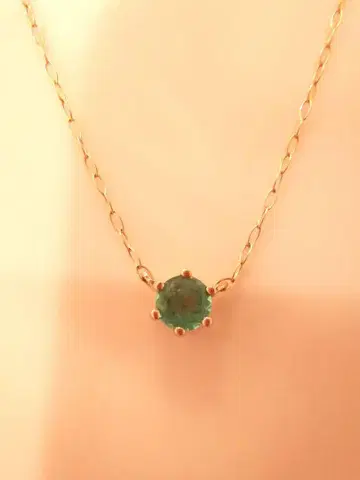 에메랄드 18K 핑크 골드 체인 목걸이 각인 있음