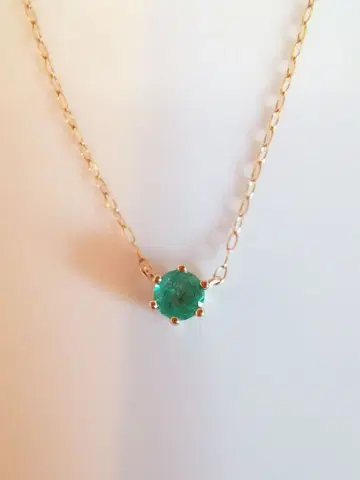 에메랄드 18K 핑크 골드 체인 목걸이 각인 있음