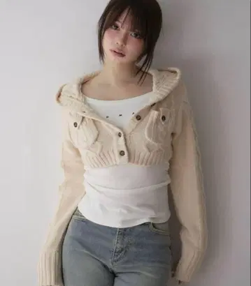 ANDMARY Mary logo cable knit set ivory