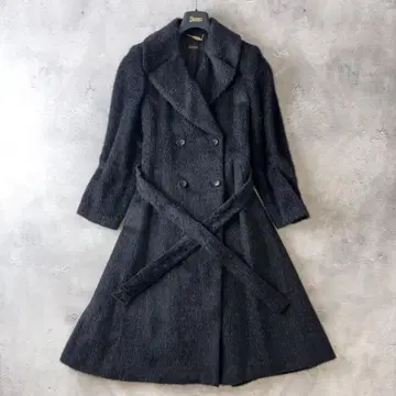 마기 스리 알파카 100% 롱 샤기 코트 40 (L) 블랙