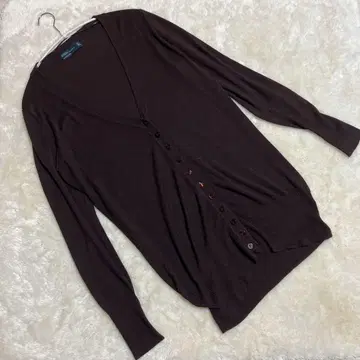 ZARA 자라 니트 가디건 짙은 브라운 긴팔 (L) 긴 길이