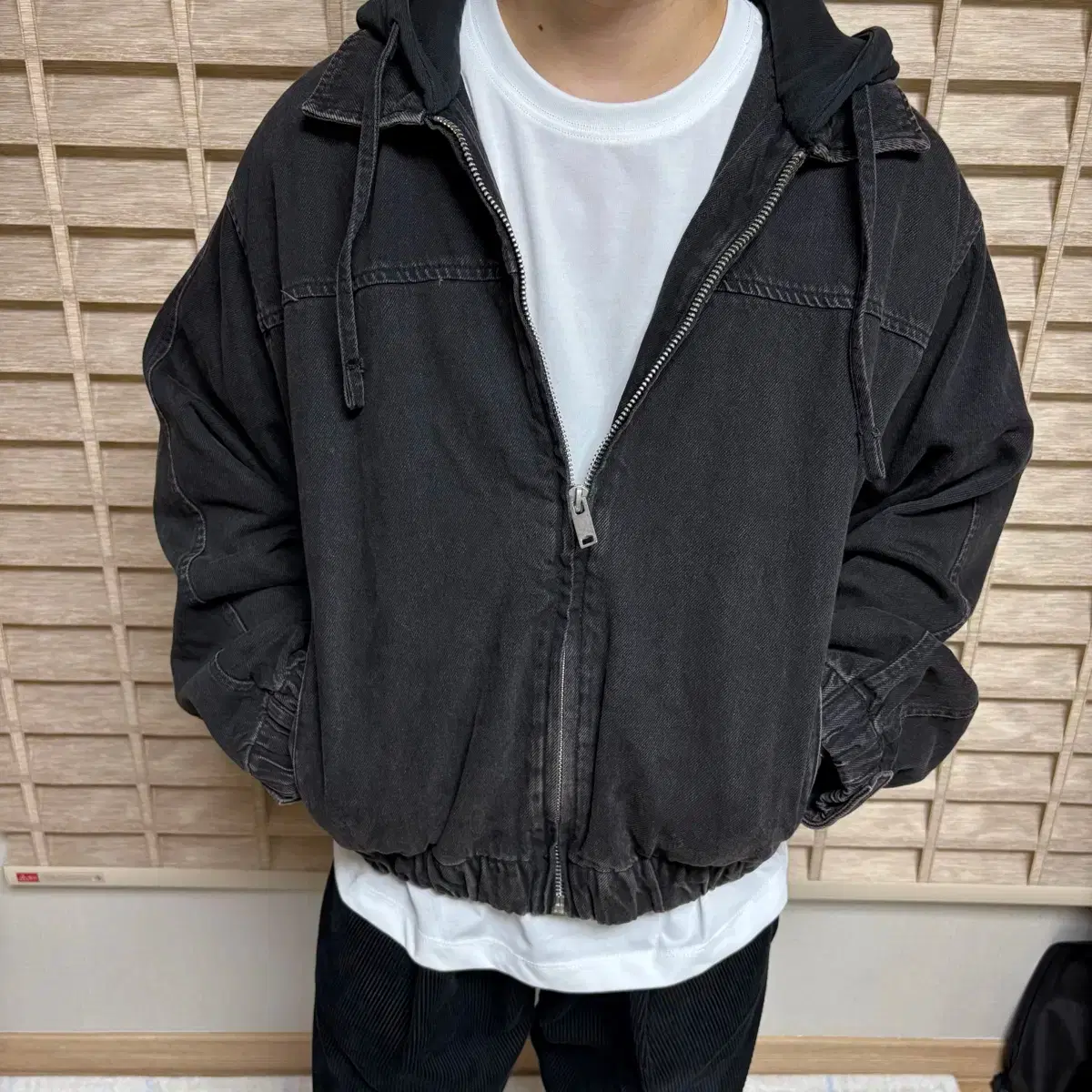 メンズ Zara フード付きデニムジャケット L